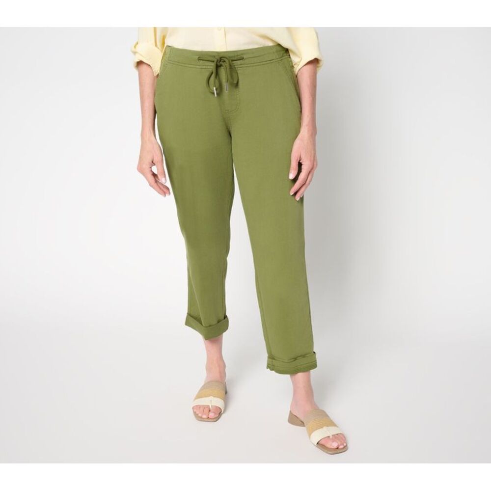 Liverpool Los Angeles Women's Pants Sz 12 Rascal Tie Front Cuffed Green